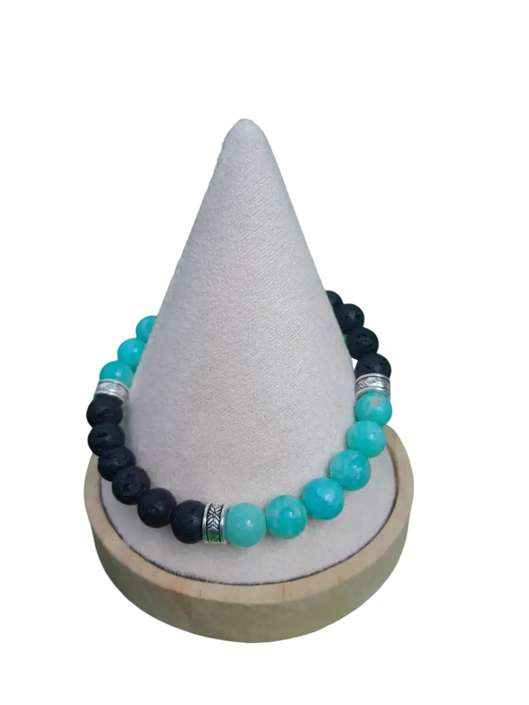 Amazonite bleue AB / Pierre de lave